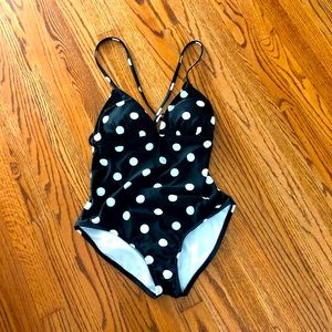 NWOT Kona Sol black/white polka dot swimsuit  S